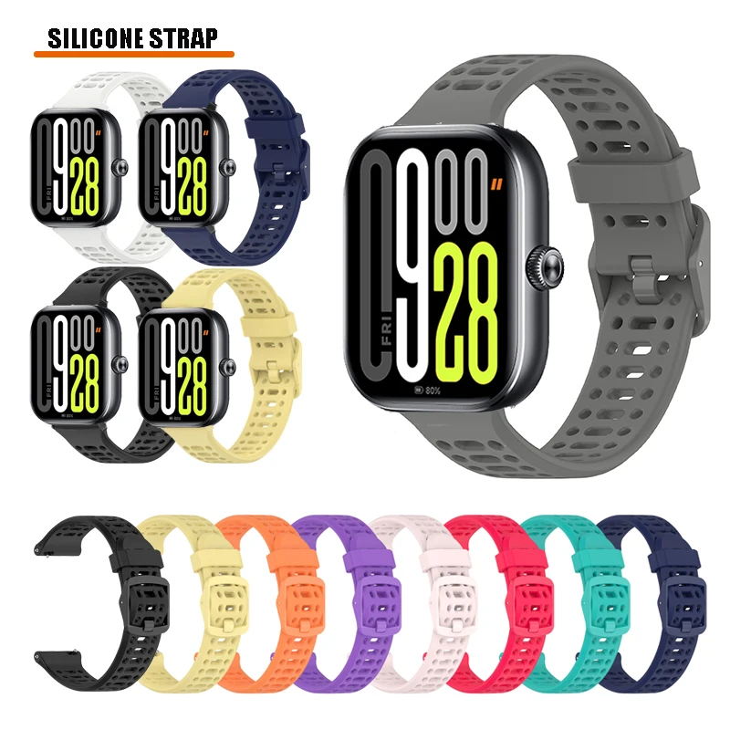 لساعة Redmi Watch 5 4 حزام سيليكون قابل للتنفس + موصل لـ Xiaomi Band 8 Pro 9 Pro