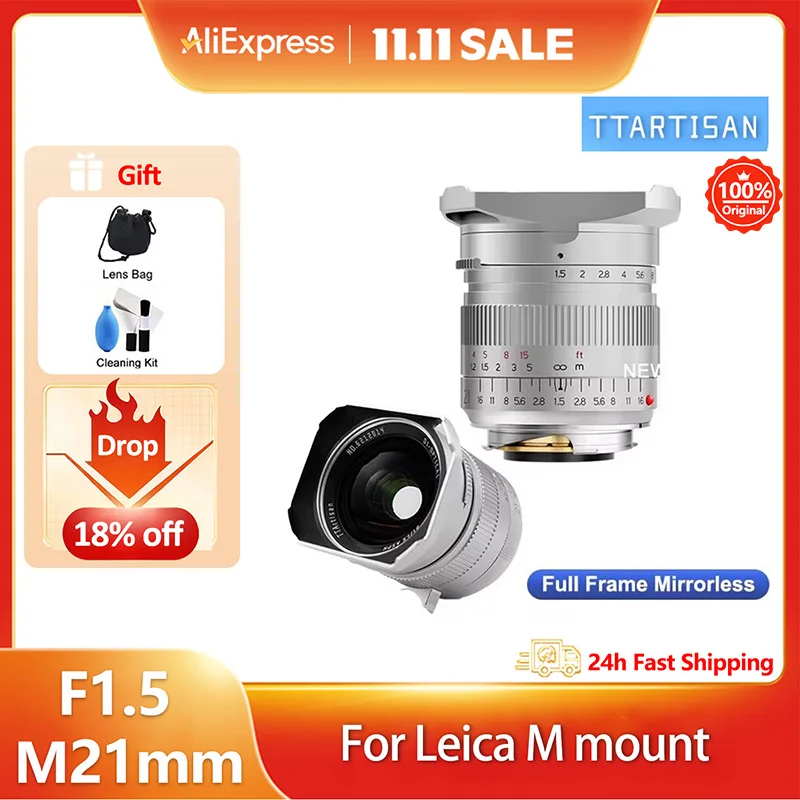 TTArtisan 21Mm F1.5 ASPH Bingkai Penuh Sudut Lebar Lensa Prime Besar untuk Leica M-mount M240P M3 M6 M7 M8 M9 M10 M10R M10M M262 M240