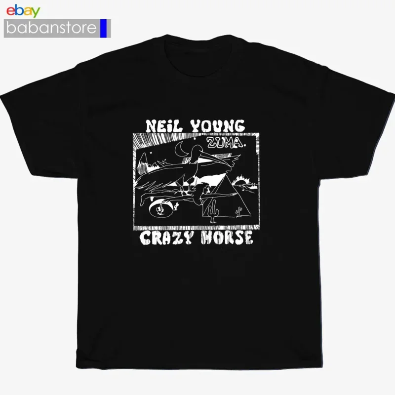 New Crazy Horse And Neil Young zuma logo Black T-Shirt Size S-3XL long or short sleeves