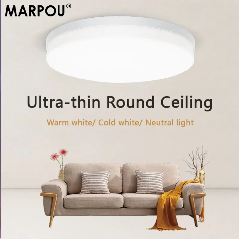 MARPOU Round LED Ceiling Lamp Ultra-thin Modern Lights Living Room 48W 36W 24W 18W Bedroom Indoor Home Decoration Lights