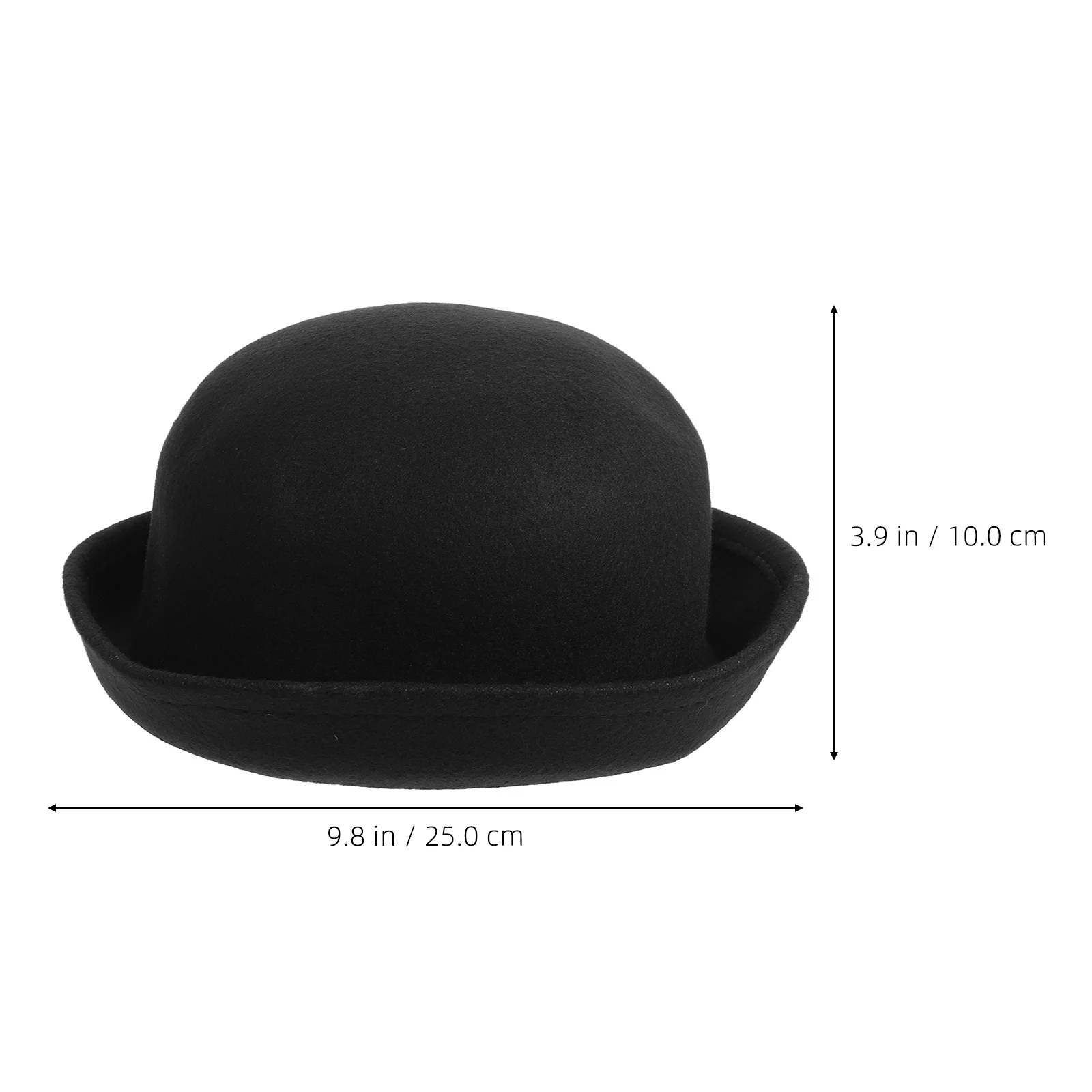 Chapeau dôme en laine noir pour femmes, mode doux et respirant, bord enroulable, chapeau melon d'hiver et d'automne, chapeaux de fête