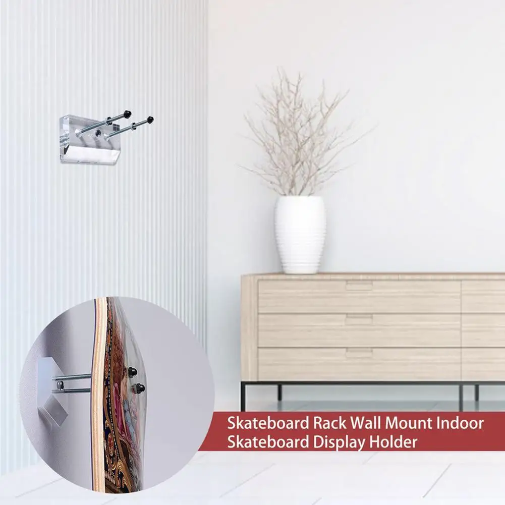Skateboard Wall Hanger Wall Mount Skateboard Wall Storage Rack Clear Skateboard Storage Holder Rack for Skateboard Lovers