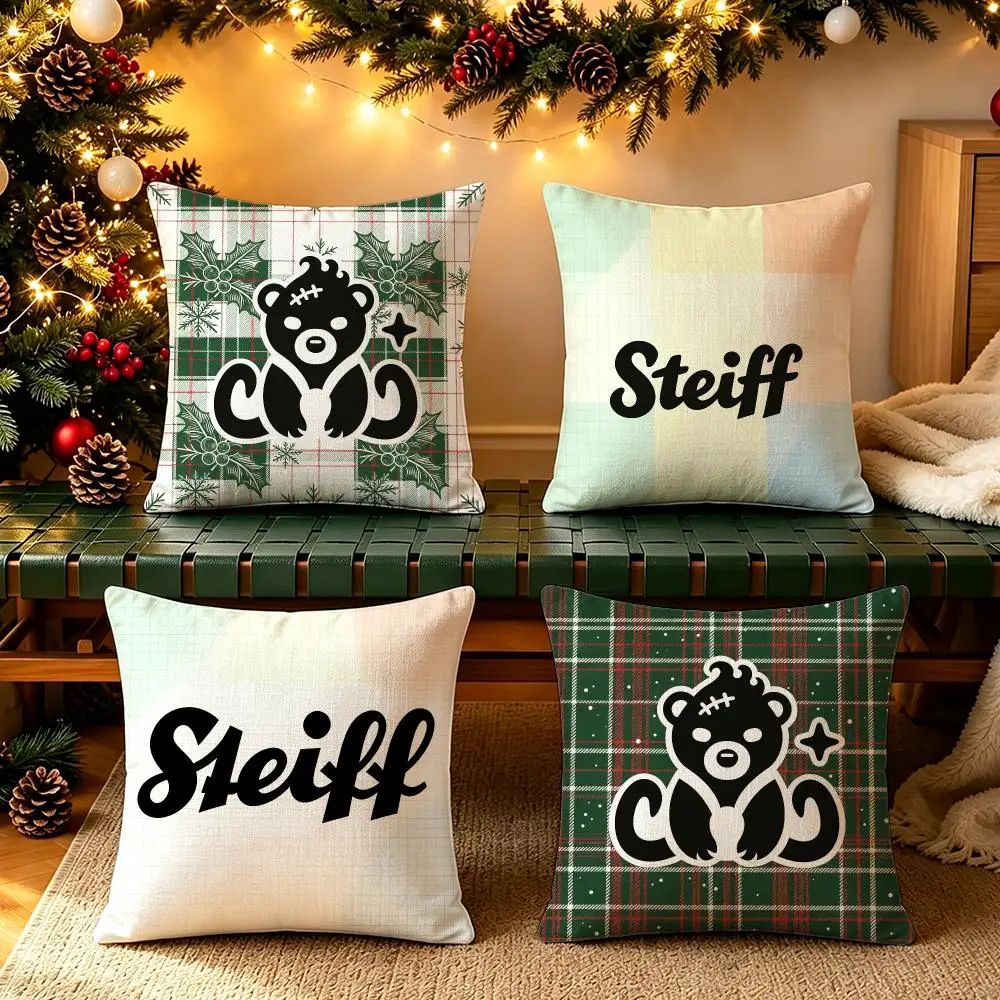 Product Steiff Teddy Bear Cushion Cover Pillow Short Plush Cushion Covers for Living Room Sofa Christmas Festival Holiday Gift