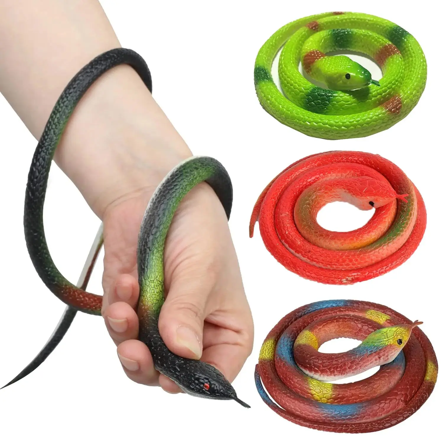 Novelty Fun Toy Bionic Snake Party Tricky Prank Props Shocking Scary Soft Gum Fake Snake Garden Outdoor Decorations Tricky Gift