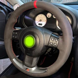 No-slip Dark Soft Grey Suede Steering Wheel Cover for Seat Leon (Mk2 1P) FR Cupra 2005-2009 Ibiza (6L) FR 2005-2009
