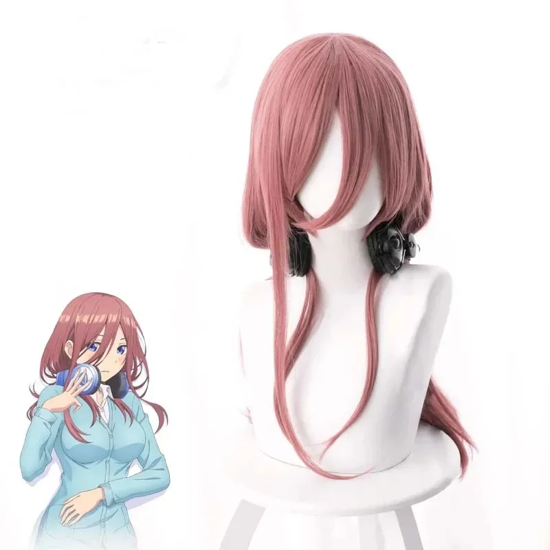 

High Quality Gotoubun The Quintessential Quintuplets Nakano Miku Cosplay Wig 50cm Dark Pink Heat Resistant Cosplay Anime Wigs