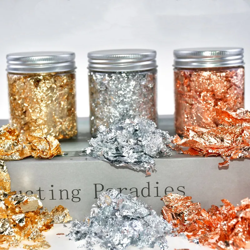 3g Imitation Gold Sliver Copper Foil Sequins Glitters Craft Leaf Flake Sheets Bulk Foil Paper For Gilding DIY Nail Art Decor