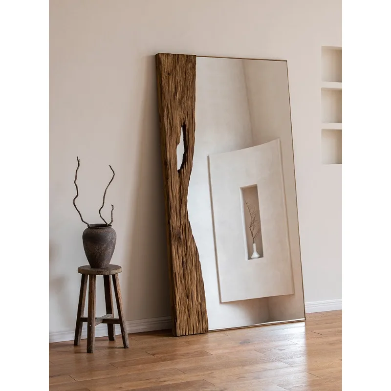 

Solid wood against the wall floor mirror full-length mirror household full-body mirror