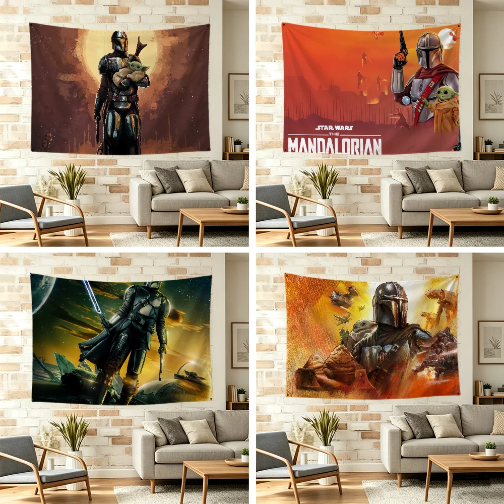 Drapeau The Mandalorian et G-Grogu, décoration festive durable pour l'extérieur et l'intérieur, design classique, bannière murale pour patio et pièce