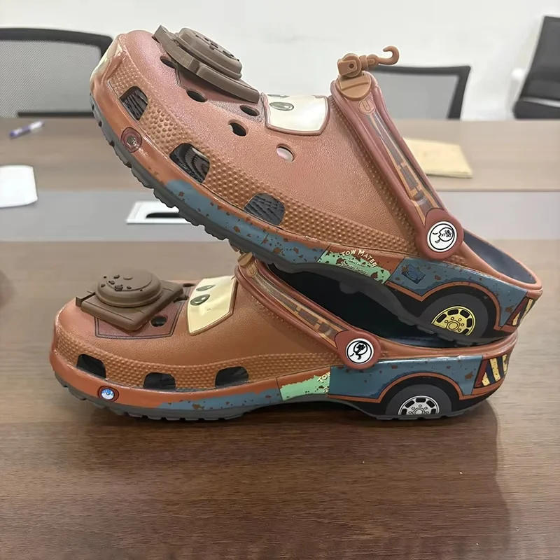 Disney Cartoon Pixar Mater Slippers Cars Shoes Outdoor Sandals Cute Figurine Anime Trailer Cave Shoes Sandals Eva Shoes Gift