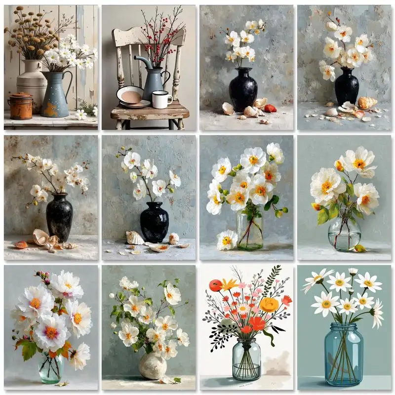 

GATYZTORY Diy Painting By Numbers For Adults Beginner Flower Picture Coloring By Numbers 60x75cm Handwork Personalized Gift