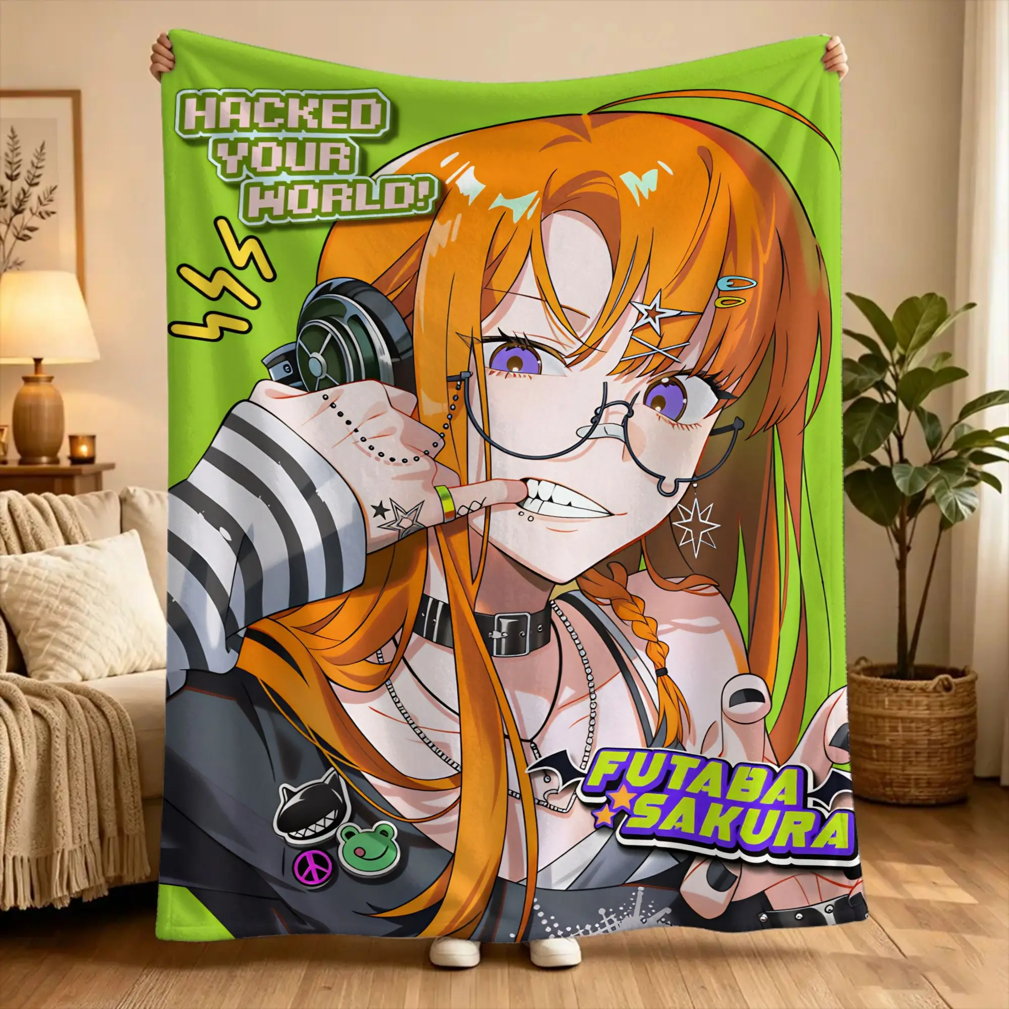P5 Futaba Sakura Joker Throw Blanket  Flannel Bedspread For Couch Bed Graphic Sofa Bed Cover