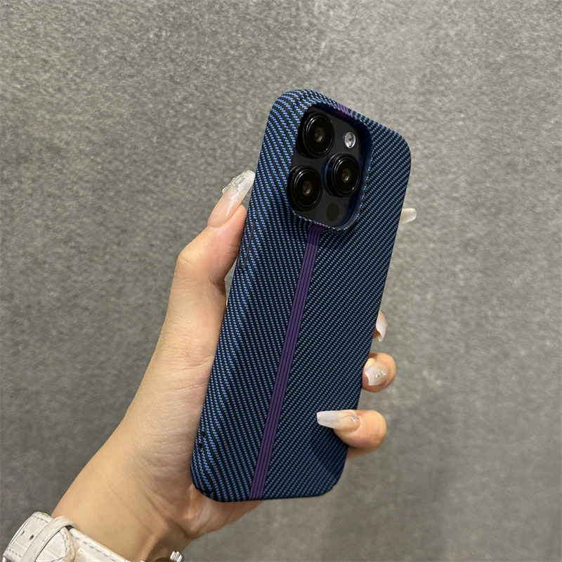 Funda de plástico de fibra de carbono con armadura ultrafina para iPhone 15, 14, 13, 12, 11 Pro Max Plus, funda protectora dura y fresca a prueba de golpes