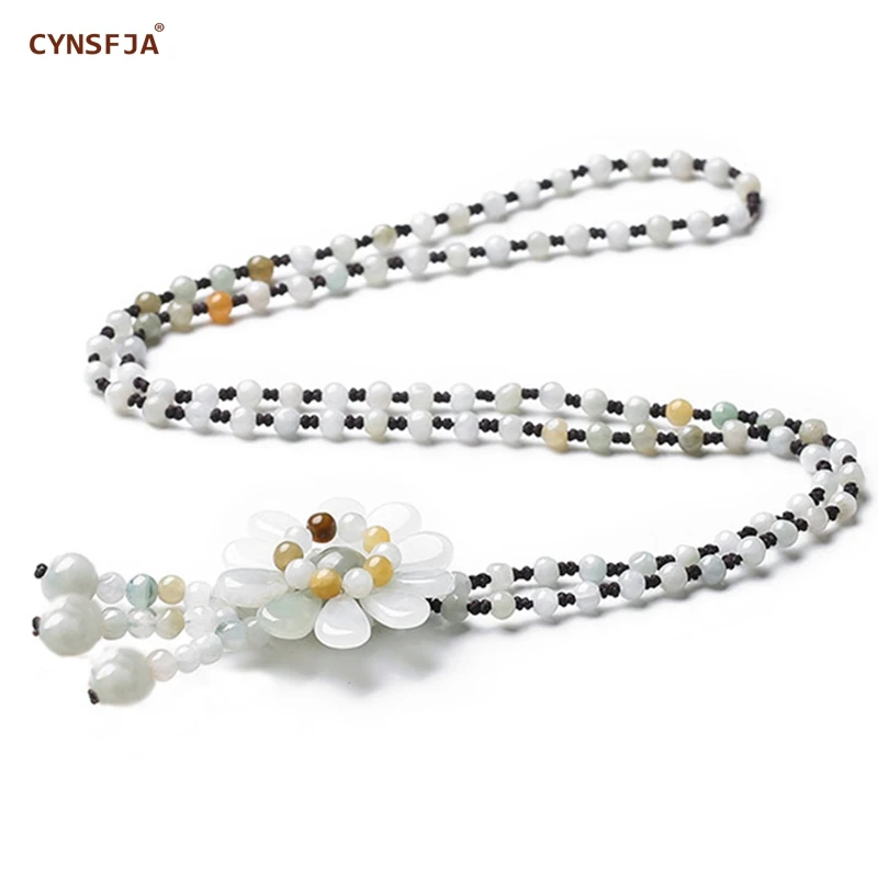 

CYNSFJA Real Certified Natural Burmese Emerald Jadeite Feicui A Sunflower Pendant Necklace Handmade Colorful High Quality Gifts