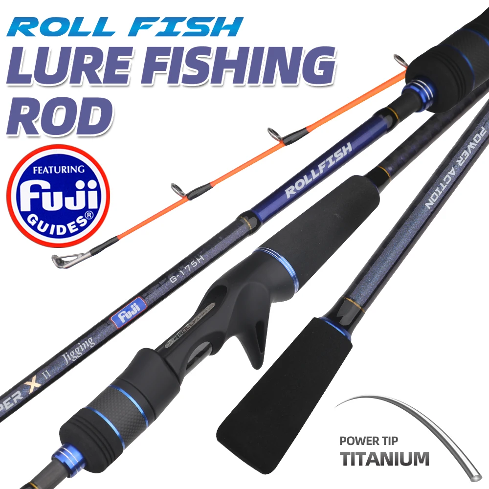 ROLLFISH Fuji Guide Titanium Tip Octopus Squid Cuttle Fishing Rod 1.75M Fast Action Carbon Fiber Sea Boat Slow Light Jigging Rod