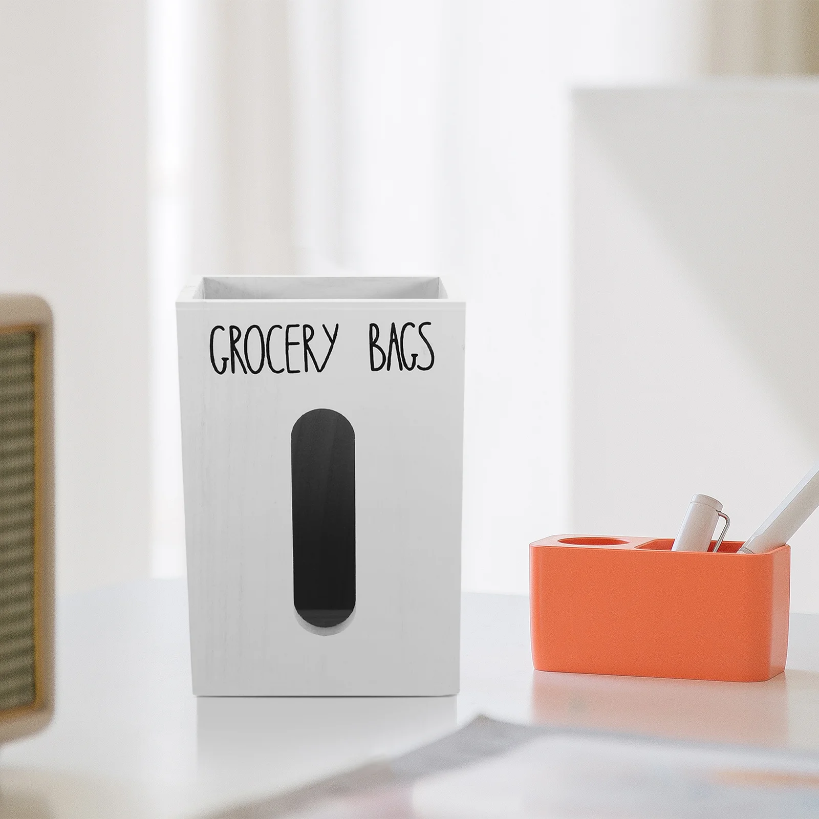 

Wooden Grocery Bag Holder Dispenser Large Capacity Storage Organizer Stylish Break Resistant for Home Office Use