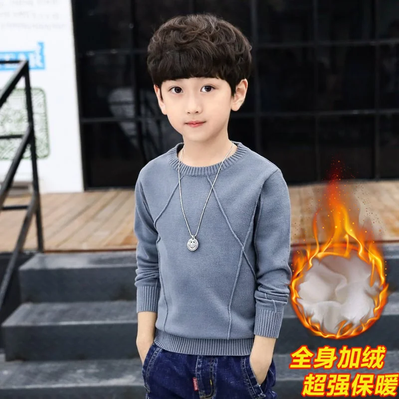 Boys Woolen Sweater Crochet Cotton Windbreak 2024 Classic Autumn Winter Christmas Gift School Warm Children\'s Clothing