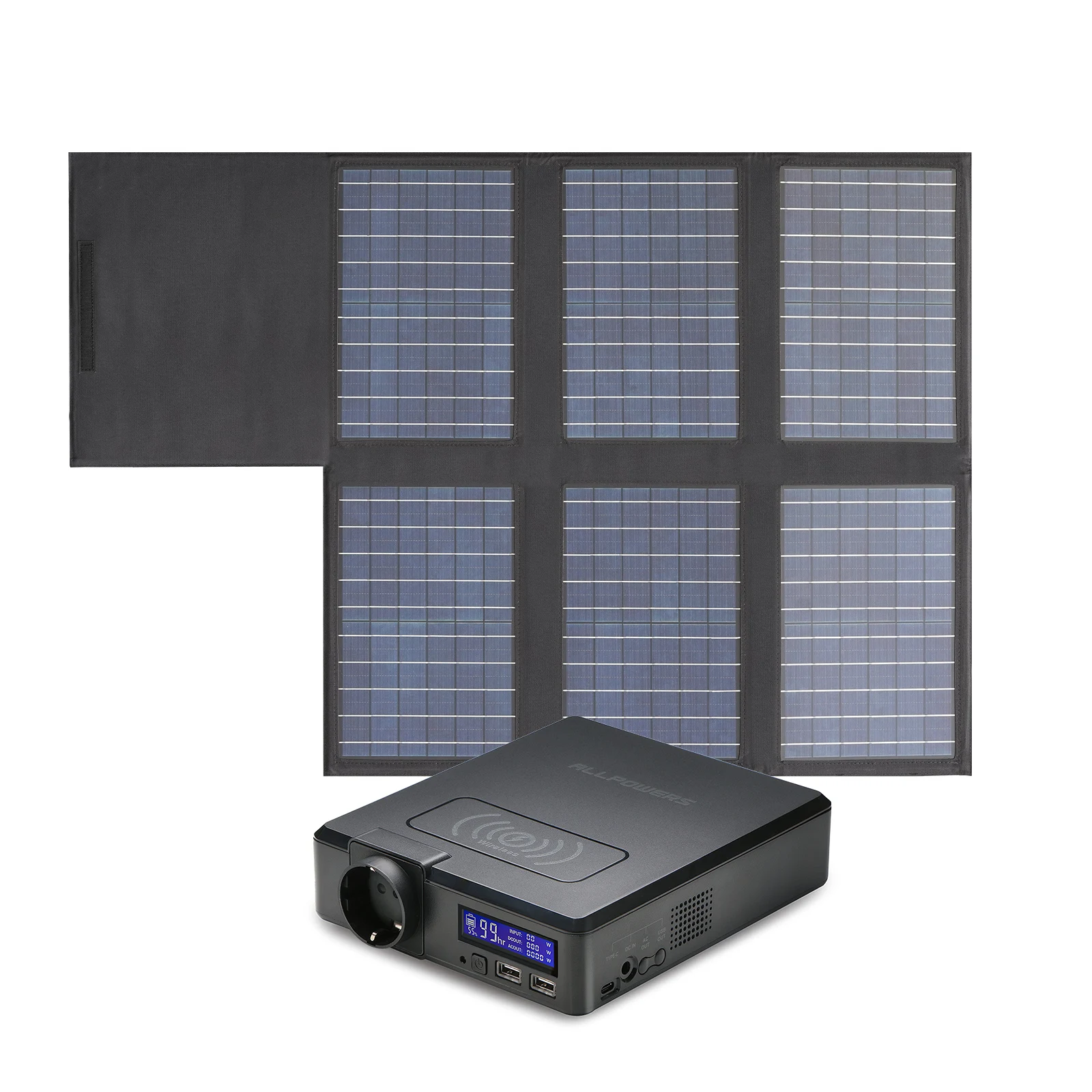 

ALLPOWERS Solar Powerbank 41600mAh 200W Portable Powerstation with Solarpanel 60W，DC,USB,USB-C Output for Camping Laptop Iphone