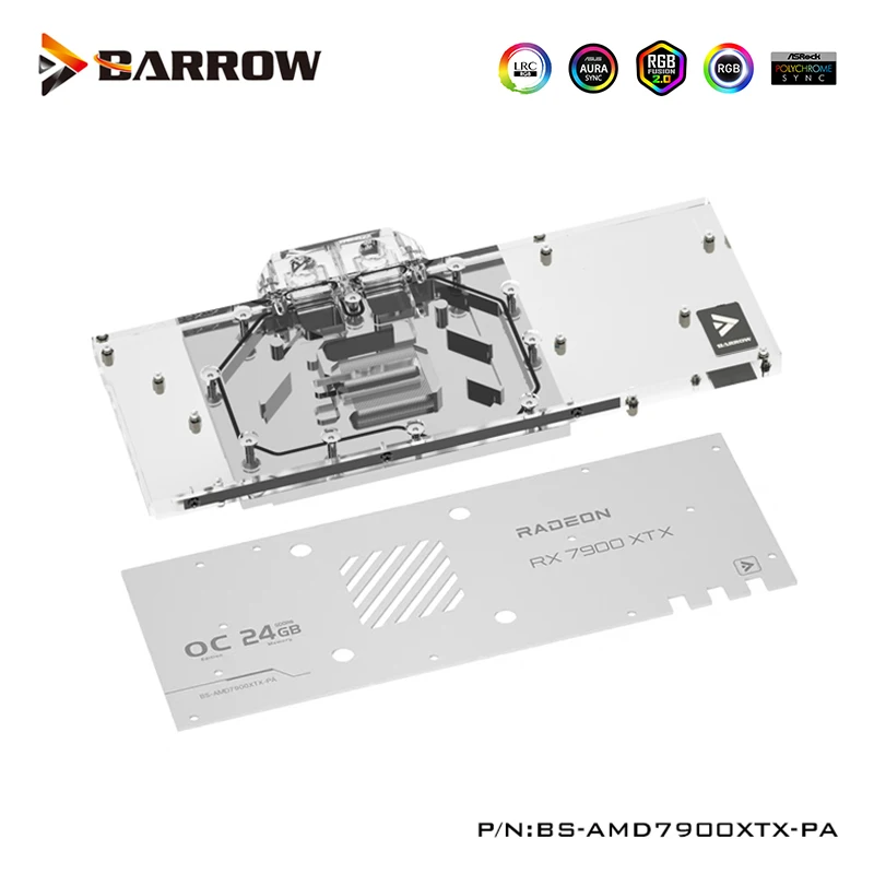 Barrow GPU Waterblok Voor Gigabyte RX 7900 XTX AORUS ELITE, GAMING 24G, 7900 XT GAMING OC 20G Kaartkoeler, BS-AMD7900XTX-PA