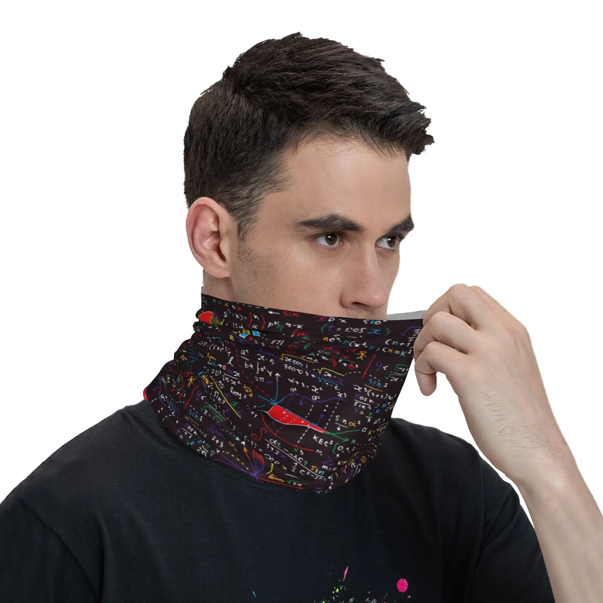 Kleurrijke wiskundige formules bandana nekbeschermer bedrukt masker sjaal warme fietssjaal hardlopen unisex volwassene het hele seizoen