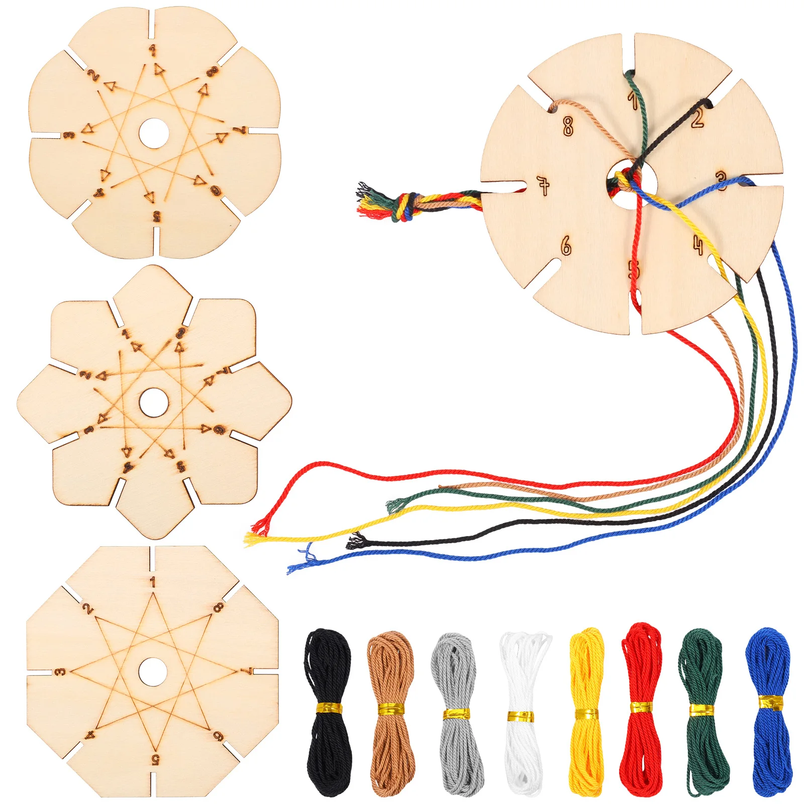 4Pcs Bracelet Woven Braiding Disk Flower Shape Wood Disk Bracelet Braiding Woven Plate Knitting Tool Bead Thread Plate Cord Disc