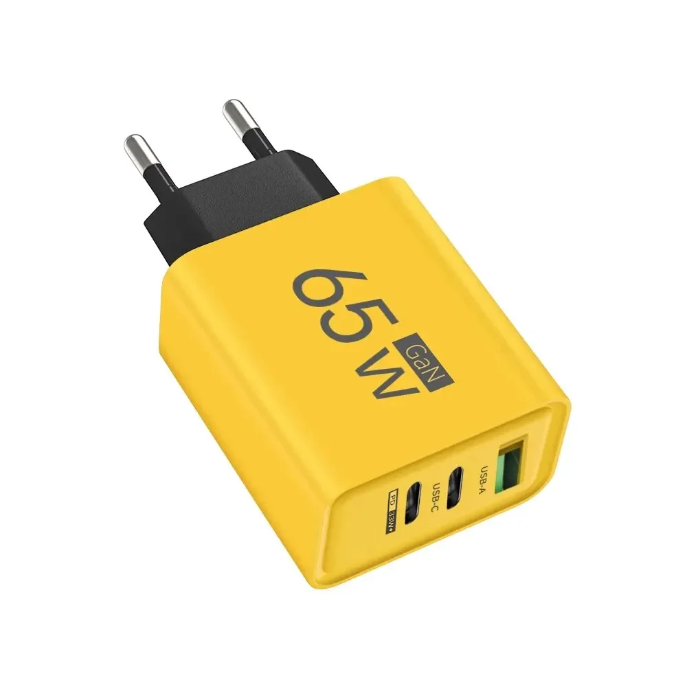 شاحن شحن سريع 65 وات GaN USB PD Type-C محول هاتف محمول متعدد المنافذ لهاتف iPhone 15 pro Max Samsung Xiaomi Huawei