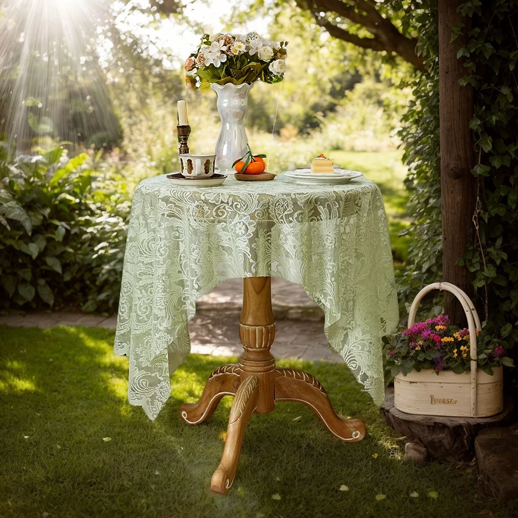 Grüne französische Country-Fresh-Tischdecke für Esstisch, Wohnzimmer, Schlafzimmer, Outdoor, dekorative Tischdecke