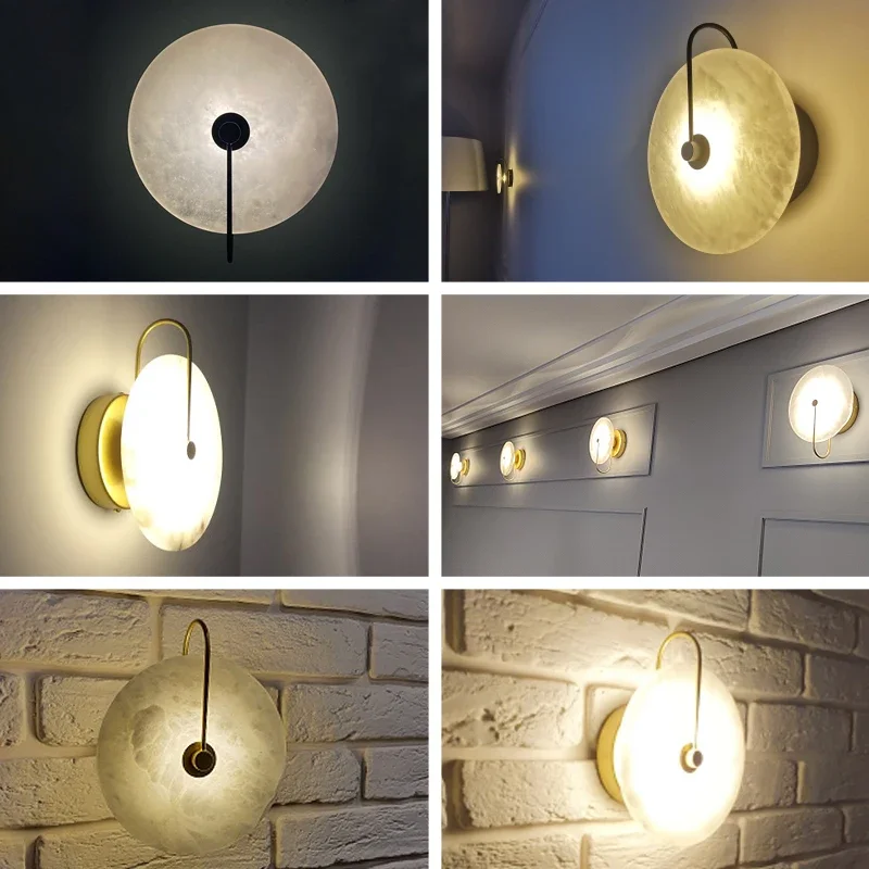 Applique Murale LED en Marbre au Design Moderne, Luminaire Décoratif d'Nik, Idéal pour une Chambre à Coucher