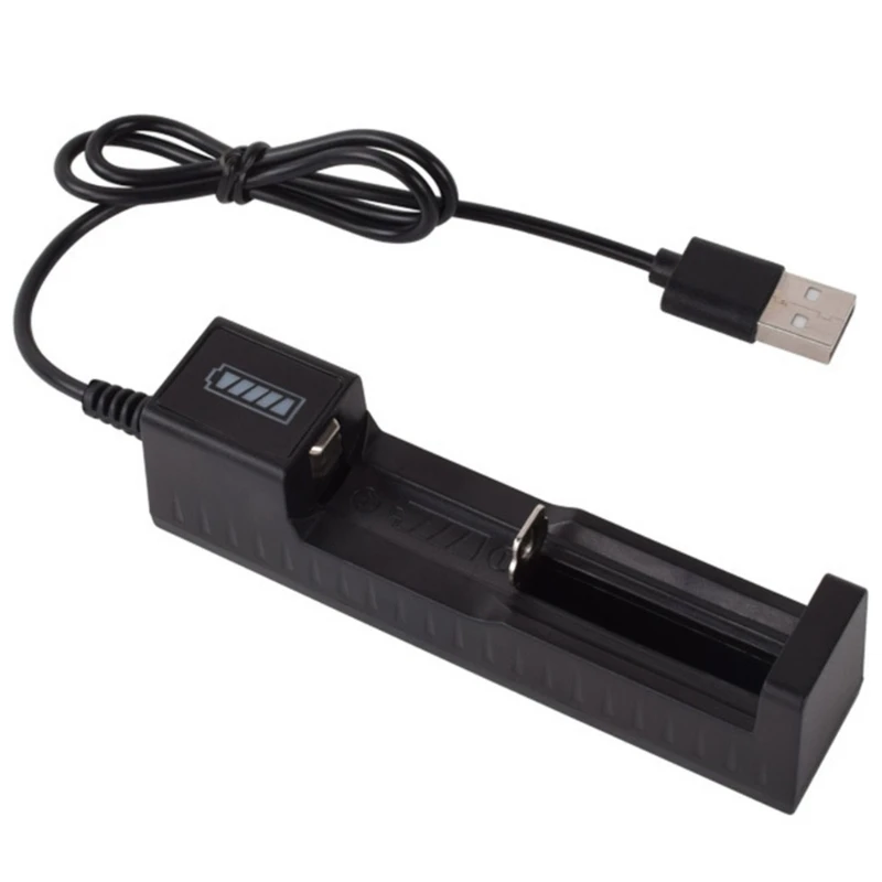 Lithium Batteries Charging Adapter Universal USB Battery for 4.2V 18650 18490 Li-ion Batteries 1 Slot Black Dropship