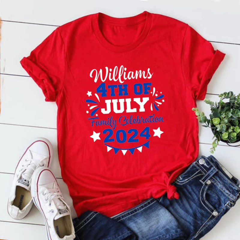 

4th of July Family Celebration 2024 Shirt 4th of July 2024 Women T Shirt Tops 4th of July Family Shirts Women Clothes