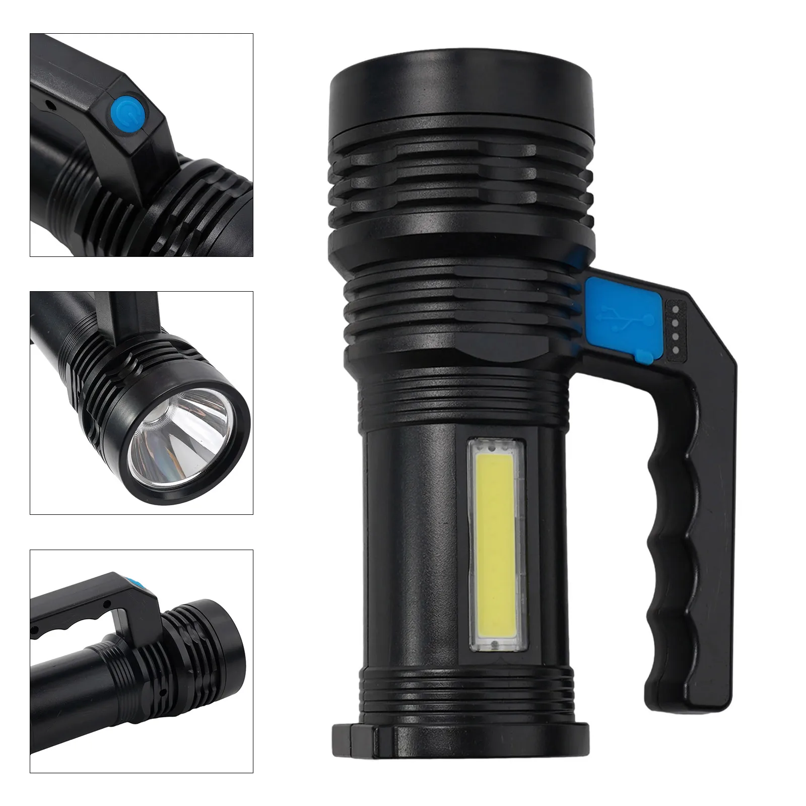 Life Waterproof Flashlight Portable Searchlight High Power High Transmittance Glass LED Strong-Low-Strobe-Side TANJE