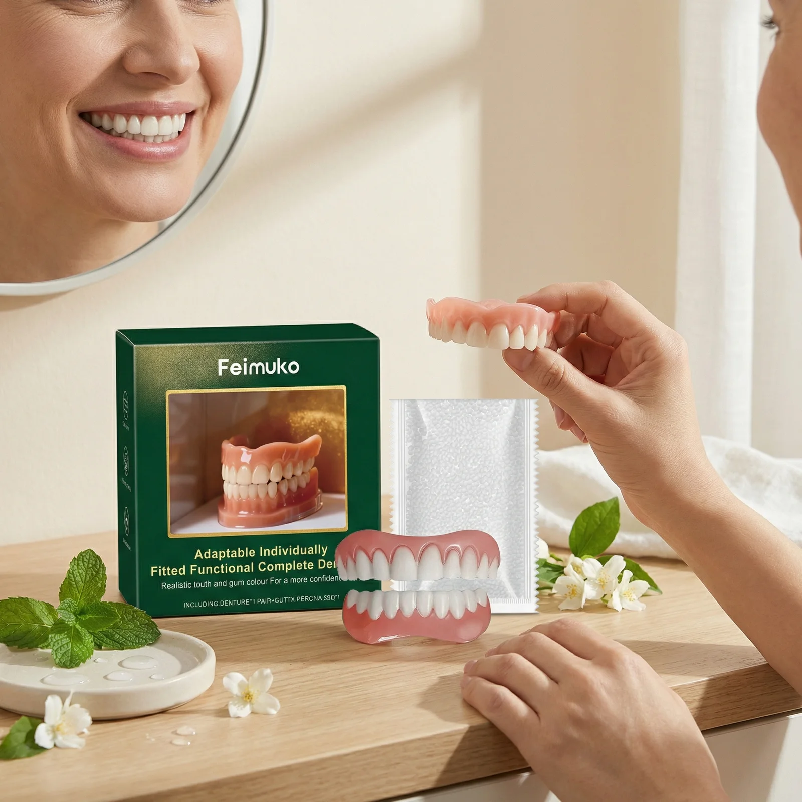 Denture Silicone Kit Moldable False Teeth Temporary Orthodontic Teeth Simulation Braces Soft Kit Teeth Upper And Lower Set