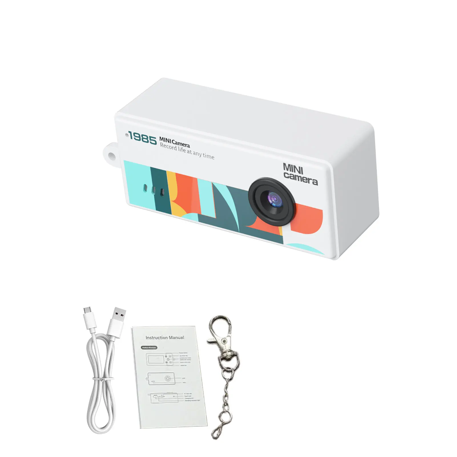 Kleine digitale camera sleutelhanger, 0,96 inch scherm, 1080P video, 5 retrofilters, 130 ° Groothoekcamera voor reisfeesten