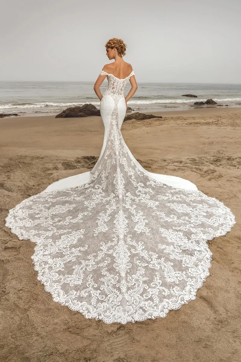 2023 Luxury Wedding Dresses For Women Mermaid Lace Deep V Neck Neckline Custom Made Plus Size Bride Gown Vestidos De Novia