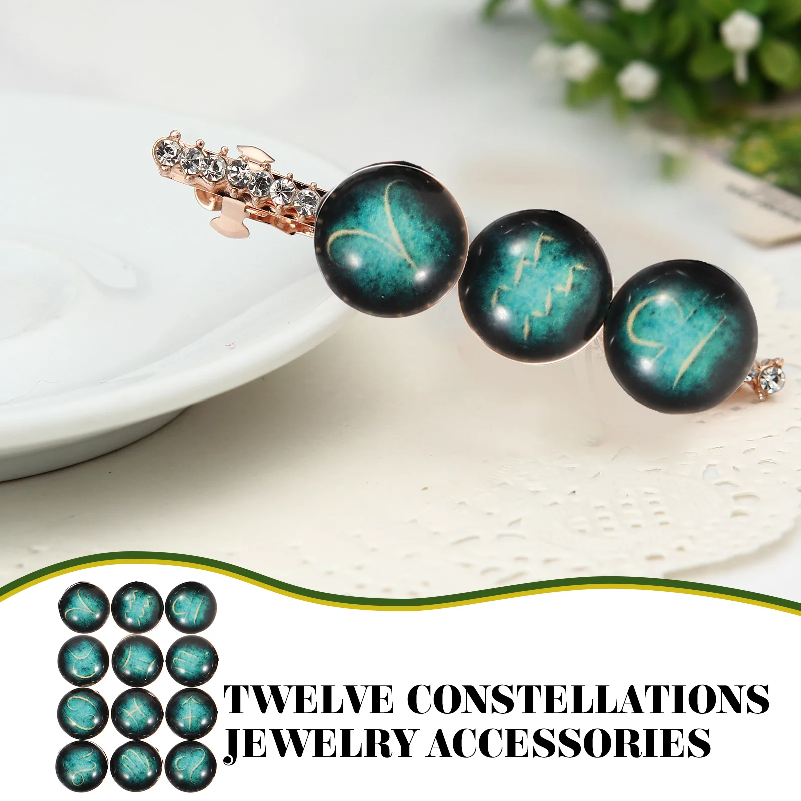 

100 pcs Glass Charms 12 Zodiac Pattern Delicate Decorative Gems For Diy Crafts Jewelry Making Pendant Necklace Charm Set