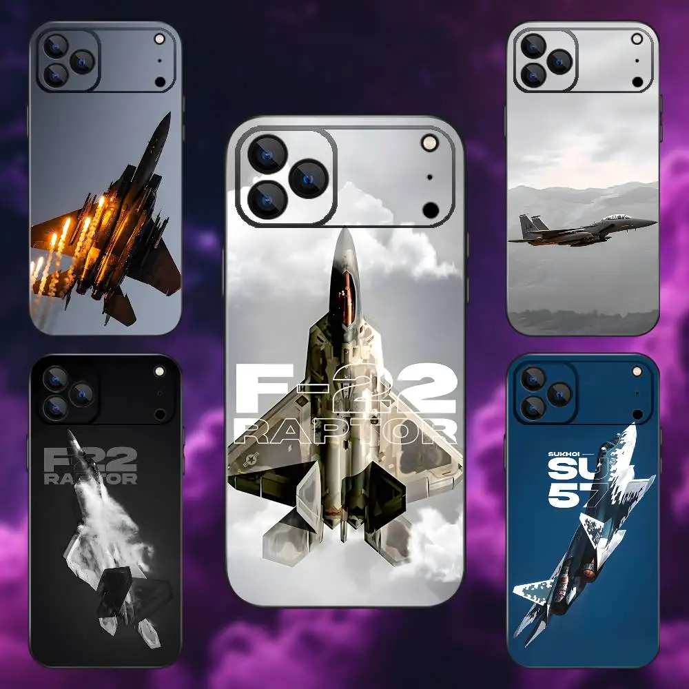 

Fighter Plane F-F-22 S-SU-57 Phone Case For iPhone 17,16,15,14,13,12,11,Pro,Max,Plus,E,SE4,Air,Mini Black Soft Funda