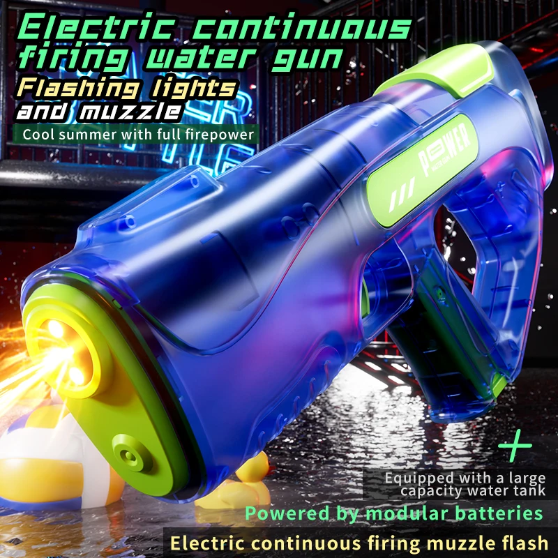 Led Simulated Firing Electric Water Gun Toys for Kids Continuous Shooting Automatic Water Blasters Children Summer Outdoor Toy view 3