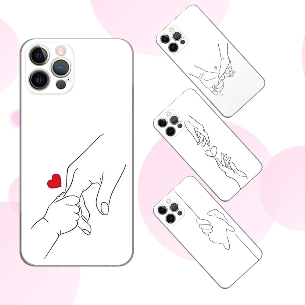 

H-Holding Hands Phone Case For iPhone 16e,16,15,14,13,12,11 Plus,Pro,Max,XR,XS,X,Plus,SE,Mini Transparent Soft Cover