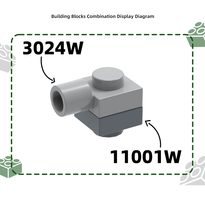 MOC 10 pièces 3024W 1x1 plaque spéciale blocs de construction Kit court 1 trou avec cylindre maison château briques particules jouets enfants cadeau