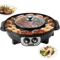 VEVOR Electric Hot Pot BBQ Grill 2 in 1  2200W Multifunction Portable Home Non-Stick Split Pot Smokeless Skillet Barbecue Pan