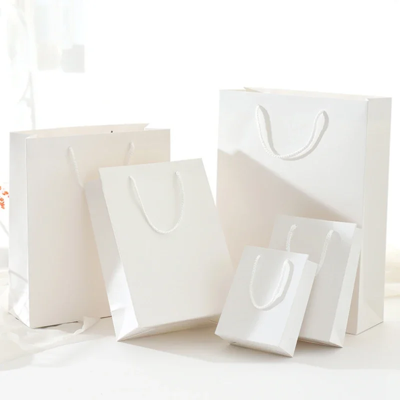 10pcs Red Paper Bag With Handle Rope Jewelry Packaging Gift Box Storage Wedding Birthday Party Wrapping Candy Vertical