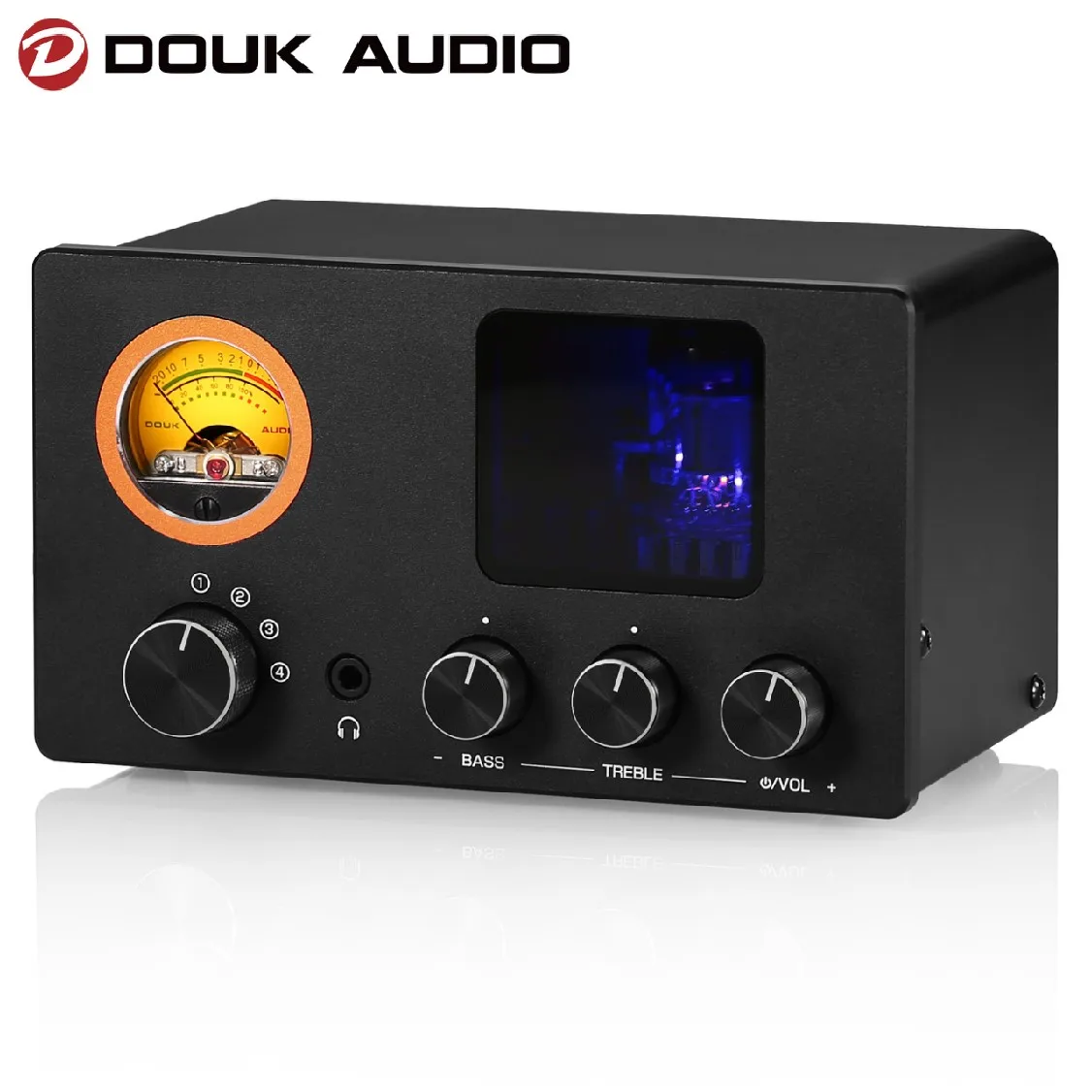 

Douk Audio TUBE-T5C Stereo Valve Tube Preamplifier Mini 4-Way Audio Splitter Sound Selector Headphone Amp with VU Meter