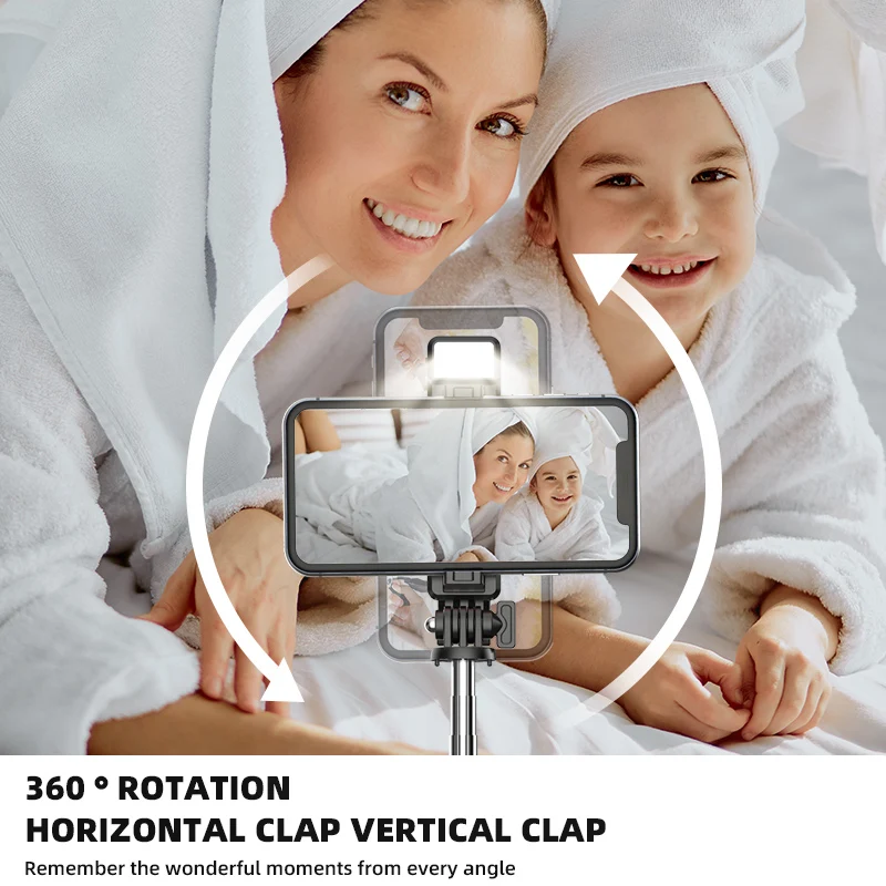 عصا سيلفي لاسلكية قابلة للطي DIER ترايبود مع بلوتوث مصراع ملء ضوء Monopod للهاتف بث مباشر قوس