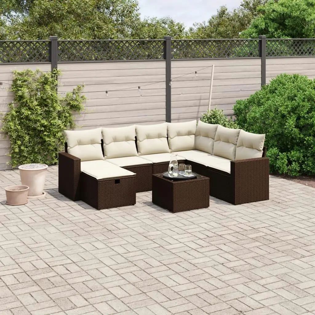 

Large Modular Brown Poly Rattan Garden Sofa Set Outdoor Seating Comfortable Furniture for Patios and Gardens