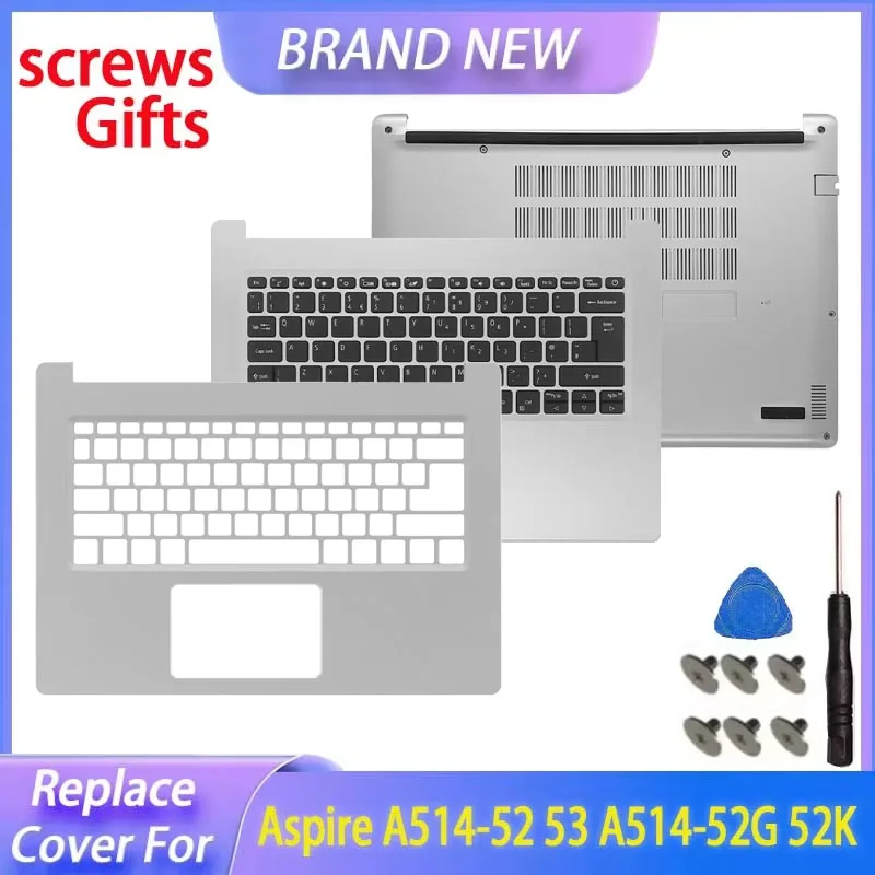 98% Neuf pour Aspire A514-52 53 A514-52G 52K S40-51 54 N19H2 – Cache arrière LCD, repose-poignets, cadre de clavier et boîtier inférieur pour ordinateur portable