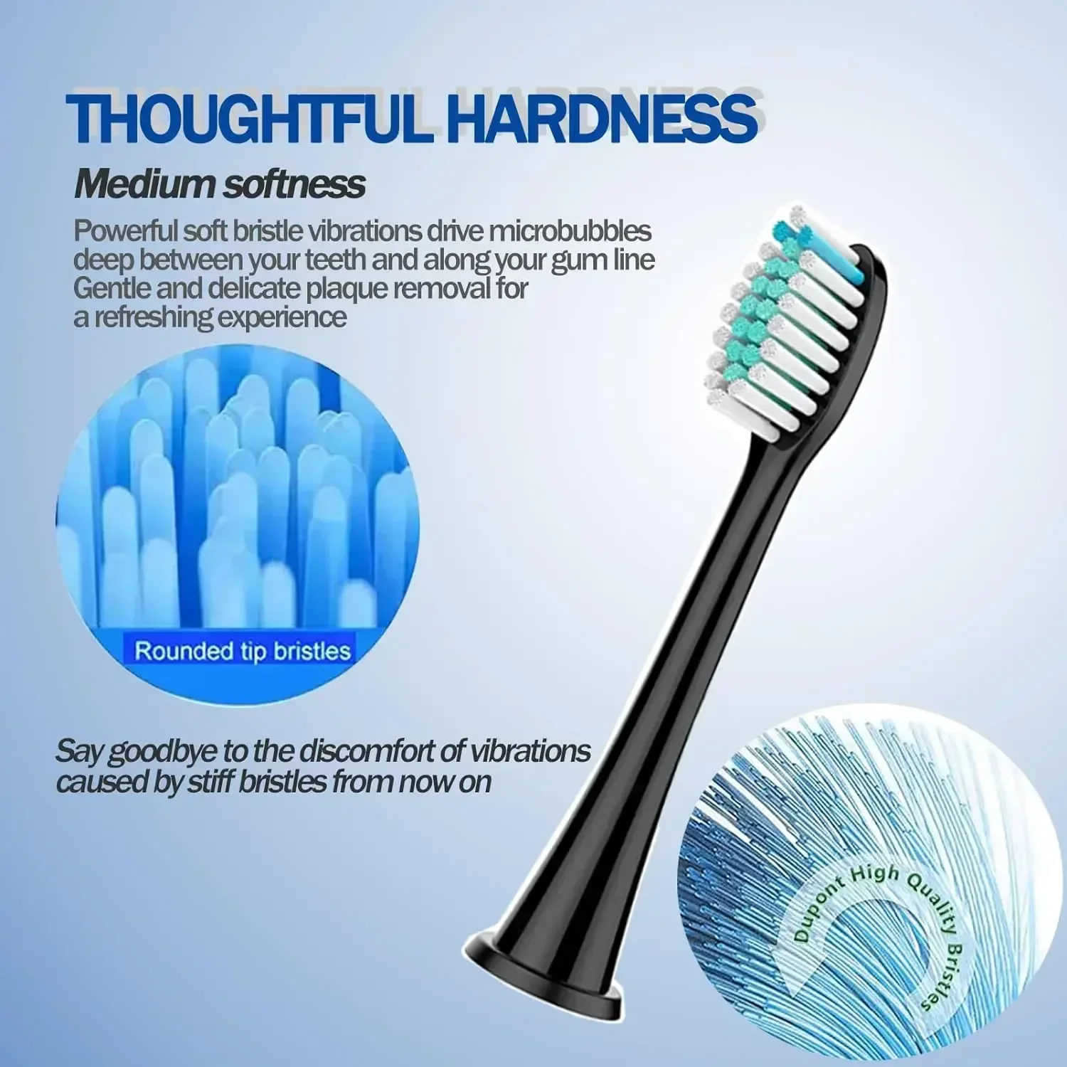 16X Replacement Toothbrush Head Compatible with Philips Sonicare Click-on Toothbrush Handles Dupont Bristles Medium Soft W/Caps