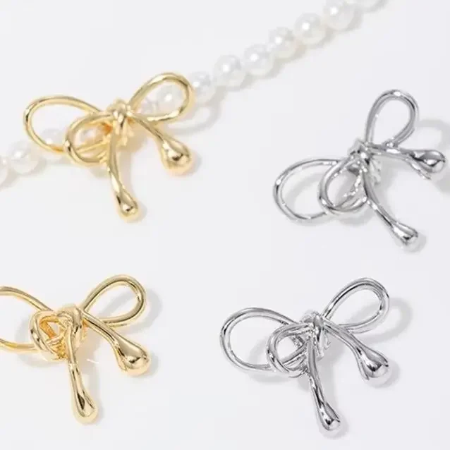 14K Gold Plated 3D Bow Spacer Beads, DIY Handmade Craft Accessories for Necklace & Bracelet Making