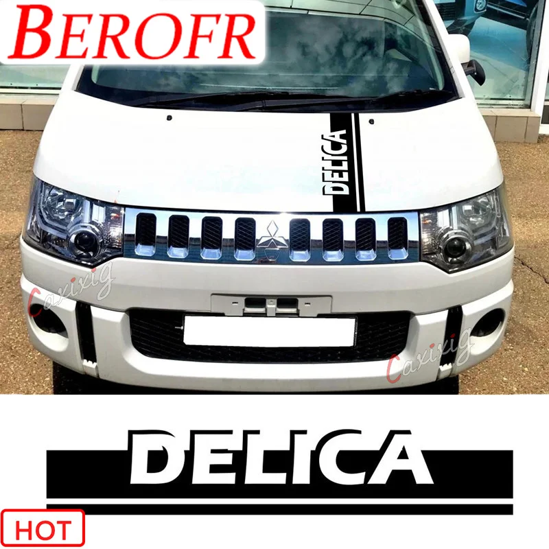 For Mitsubishi Delica D5 L400 Car Sport Hood Bonnet Stripes Decor Sticker Auto Engine Cover Exterior Accessories Vinyl Decal