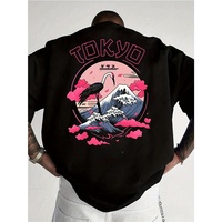 Marlo Casual Tokyo Men's T-shirt Loose Fit Short Sleeve round Neck Antibacterial Cotton Vintage Style Short Sleeve Tee