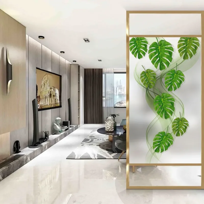 Art glass partition simple modern home improvement living room screen porch double-sided translucent frosted technology